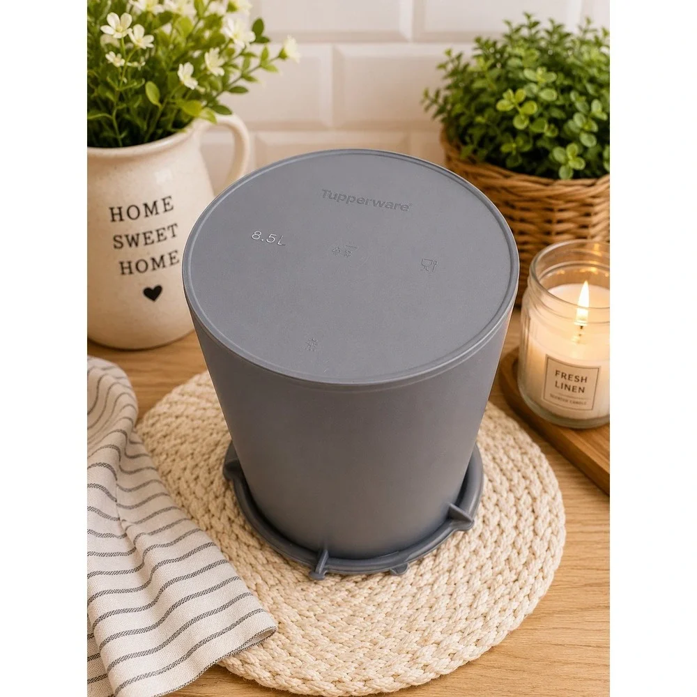 Tupperware Bucket Container Jug 8.5L Tall And Round With Handle New Cottagecore